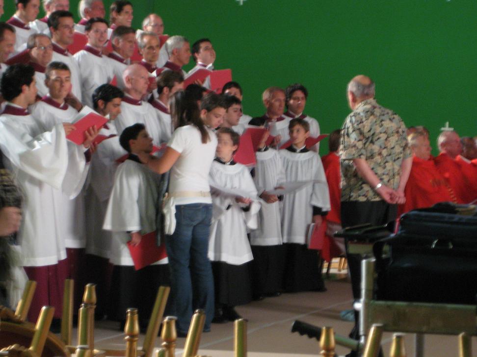 Angels & Demons - Andy Scott Harris (left of choir director) rehearses with the Vatican Choir