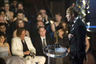 Dustin Lance Black accepts the Oscar® for Writing (Original Screenplay) for 