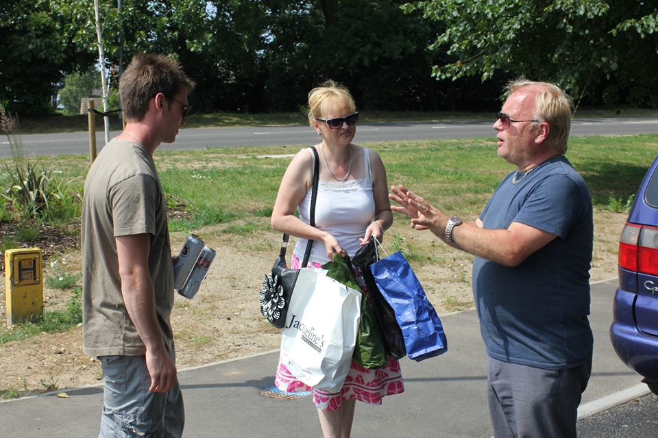 Ian Davies, Wendy Sladden and Nigel Pearce on the set of Never Speak To Strangers