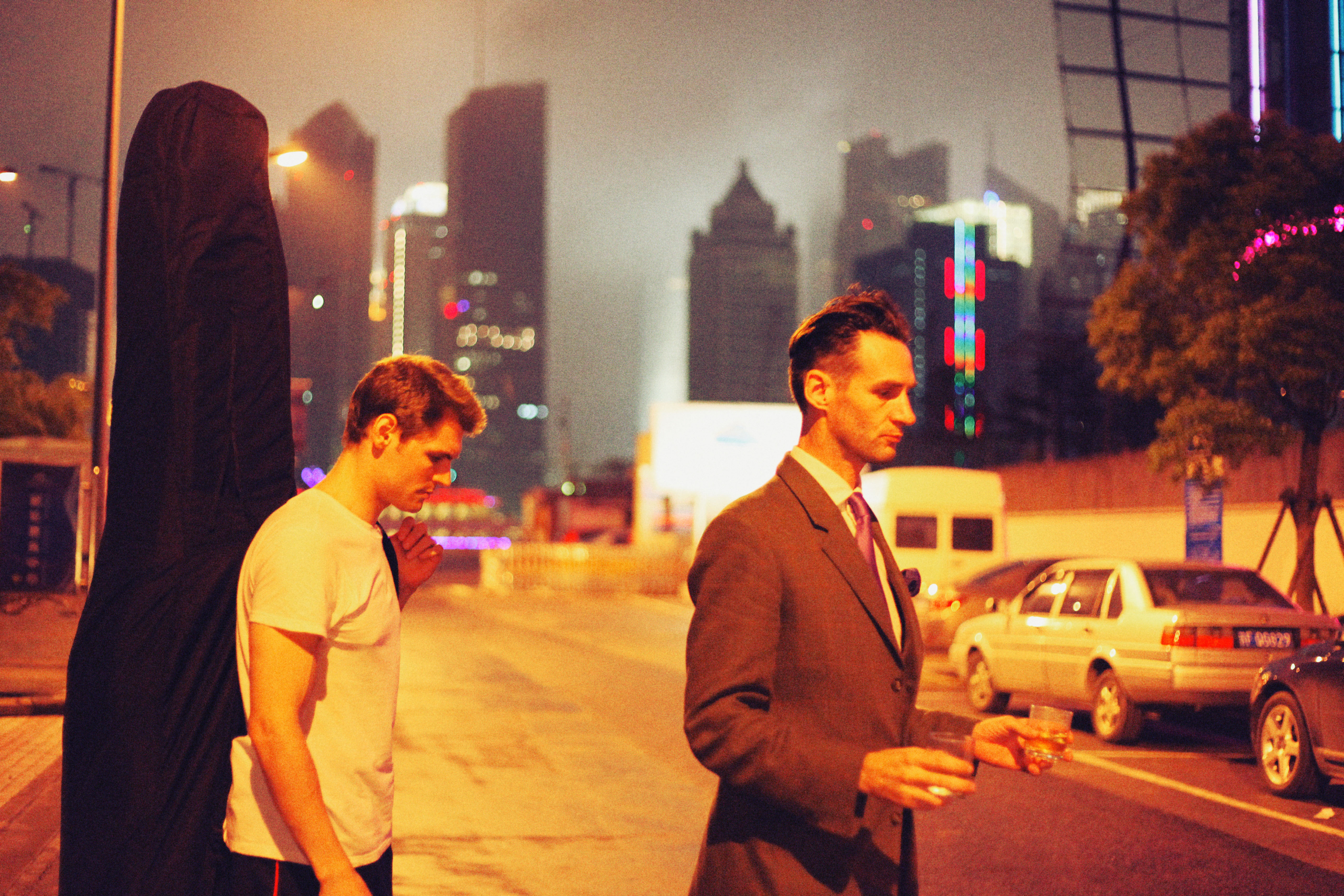 Loran Fredric and Charles Mayer on the set of Goodbye Shanghai, overlooking Pudong, Shanghai, China.