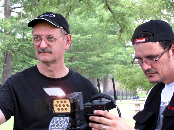 With cinematographer Mike Burvado in San Antonio, Texas, 2010.