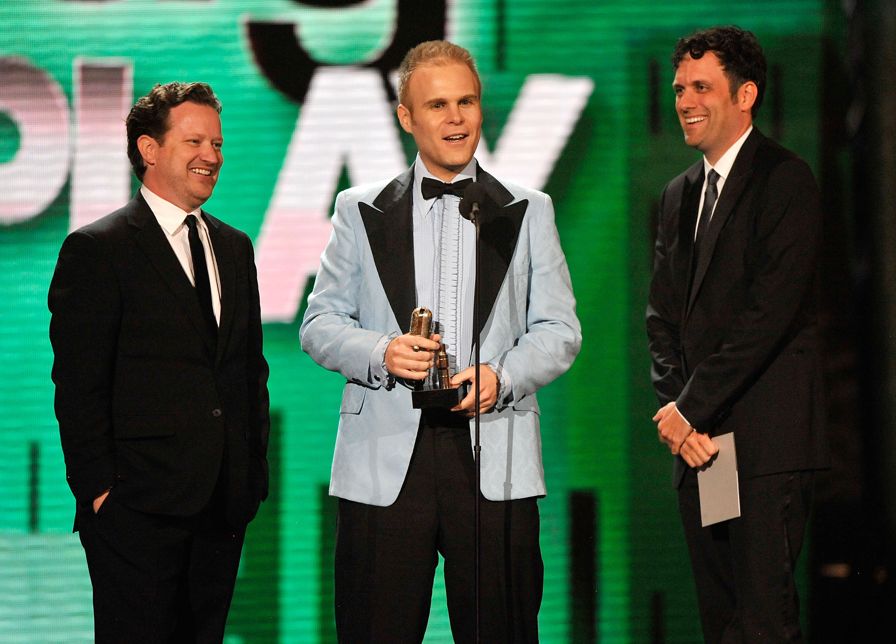 Josh Heald (middle) accepting Comedy Award with John Morris and Sean Anders for Best Screenplay (