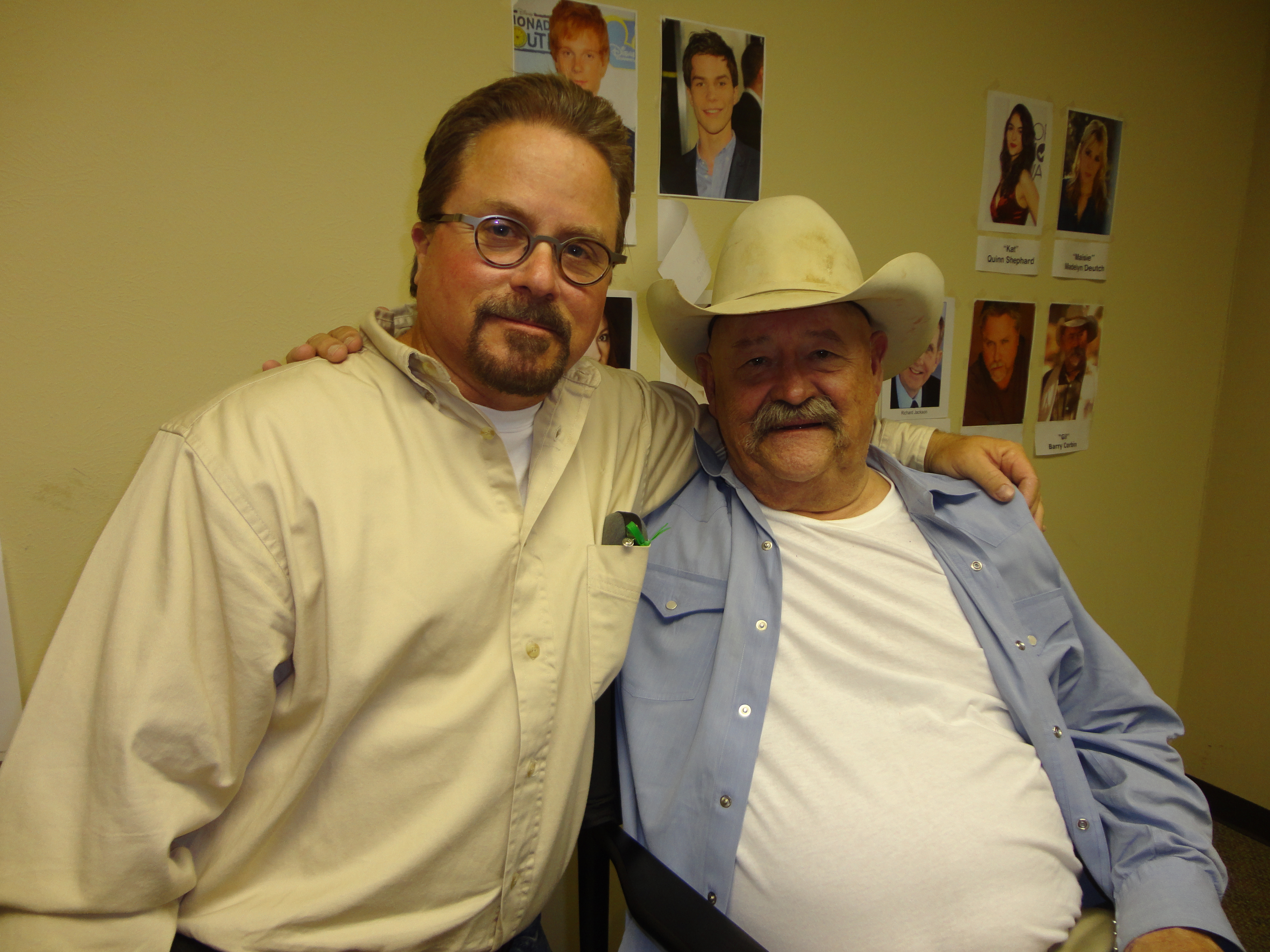 Hair and make-up on the set of WINDSOR in 2014. Mark Adam Goff & Barry Corbin.