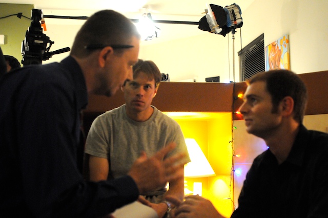 John Keating on the set with Writer/Director/Producer David Branin and Actor/Producer Gregor Collins.