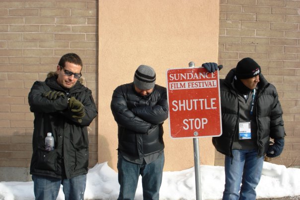 Producer Diego Ramirez (middle) with director Carlos Moreno (left) at Sundance 2008 for Perro Come Perro