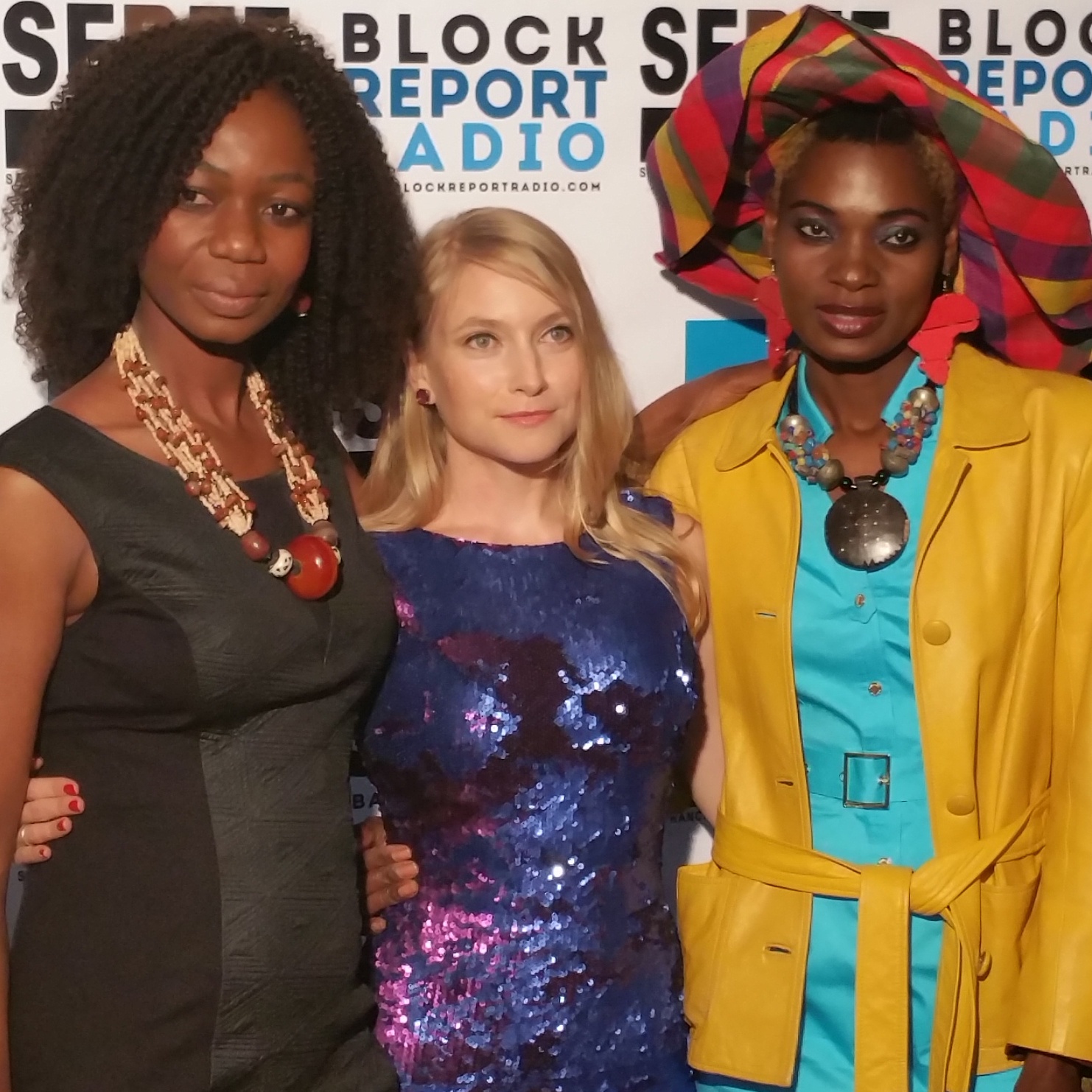 World Premiere of America Is Still the Place at the 2015 San Francisco Black Film Festival, with Solange Mallett, (left) owner of African PluralArt Gallery in the Filmore, and Songstress/Performer Fely Tchaco (rig. Sundance Kabuki Theatre, San Francisco.