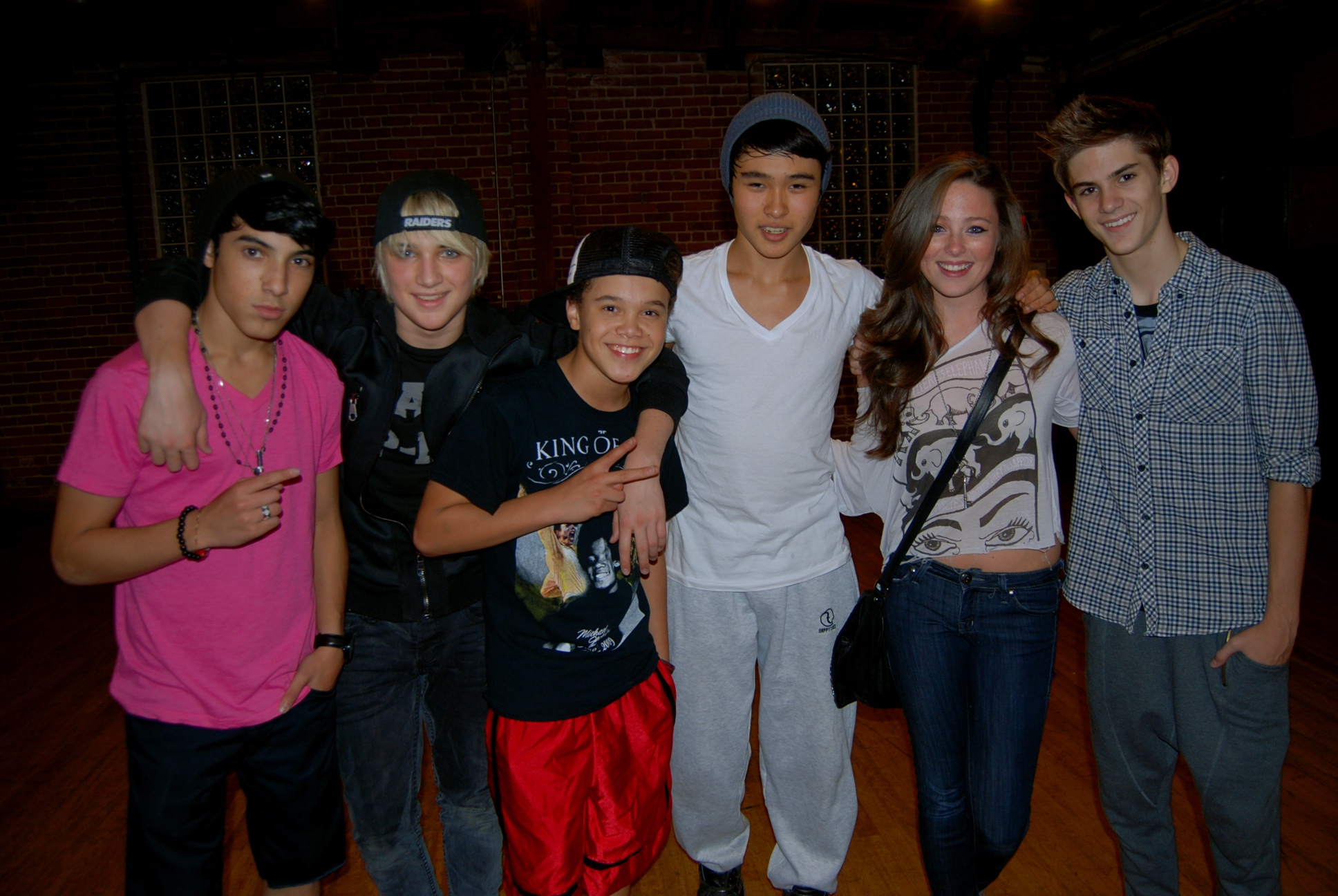 Sarah McMullen with boy band IM5