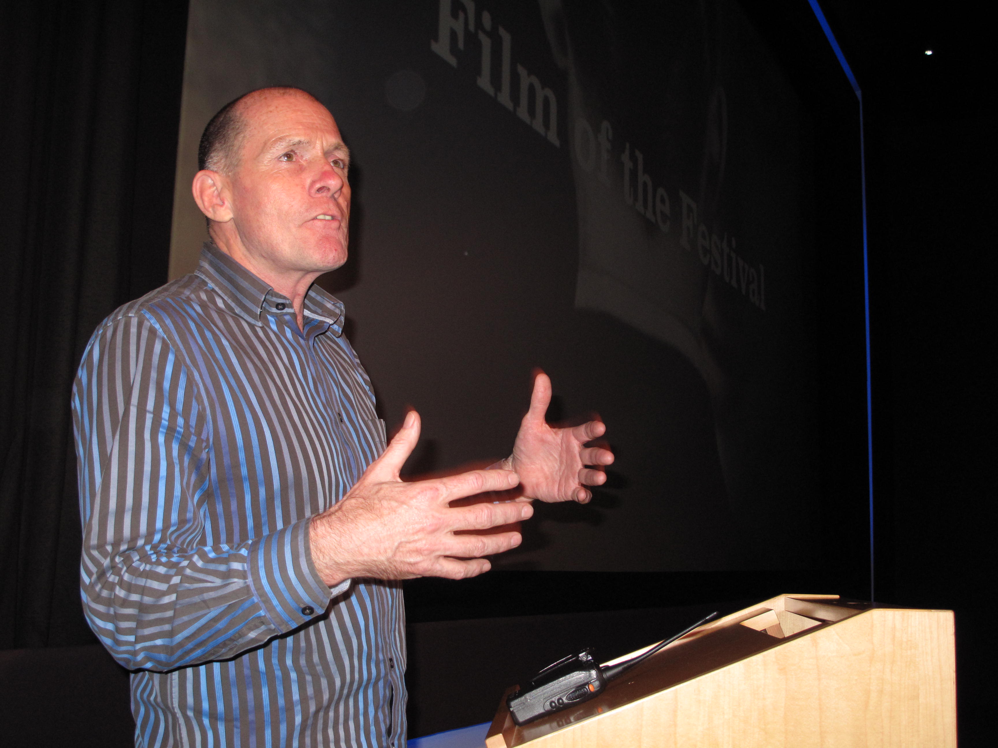 Neil McCartney presenting the Film of the Festival Award at the Raindance Film Festival 10 October 2010