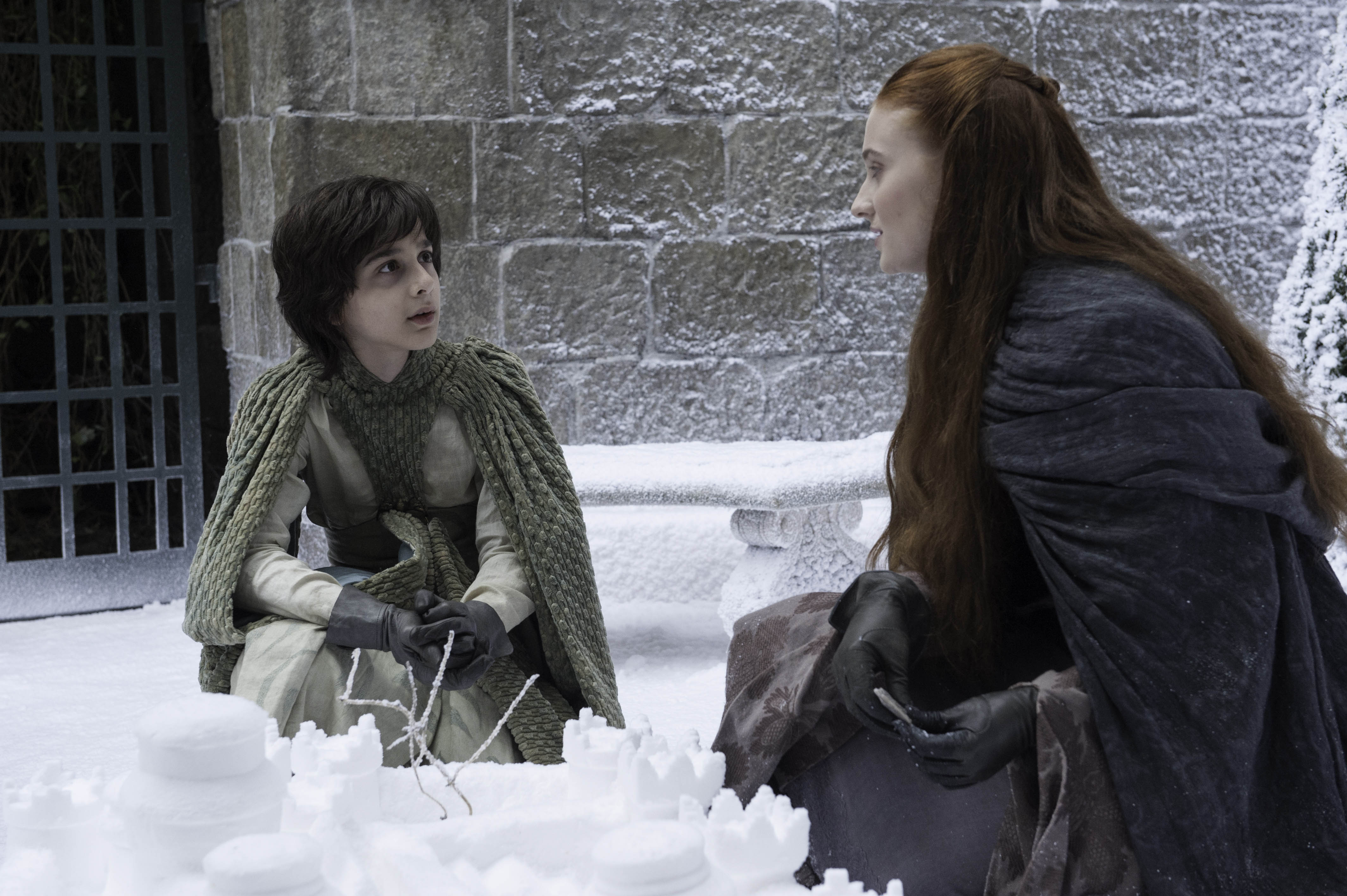Lino Facioli & Sophie Turner as Robin Arryn & Sansa Stark in Game of Thrones