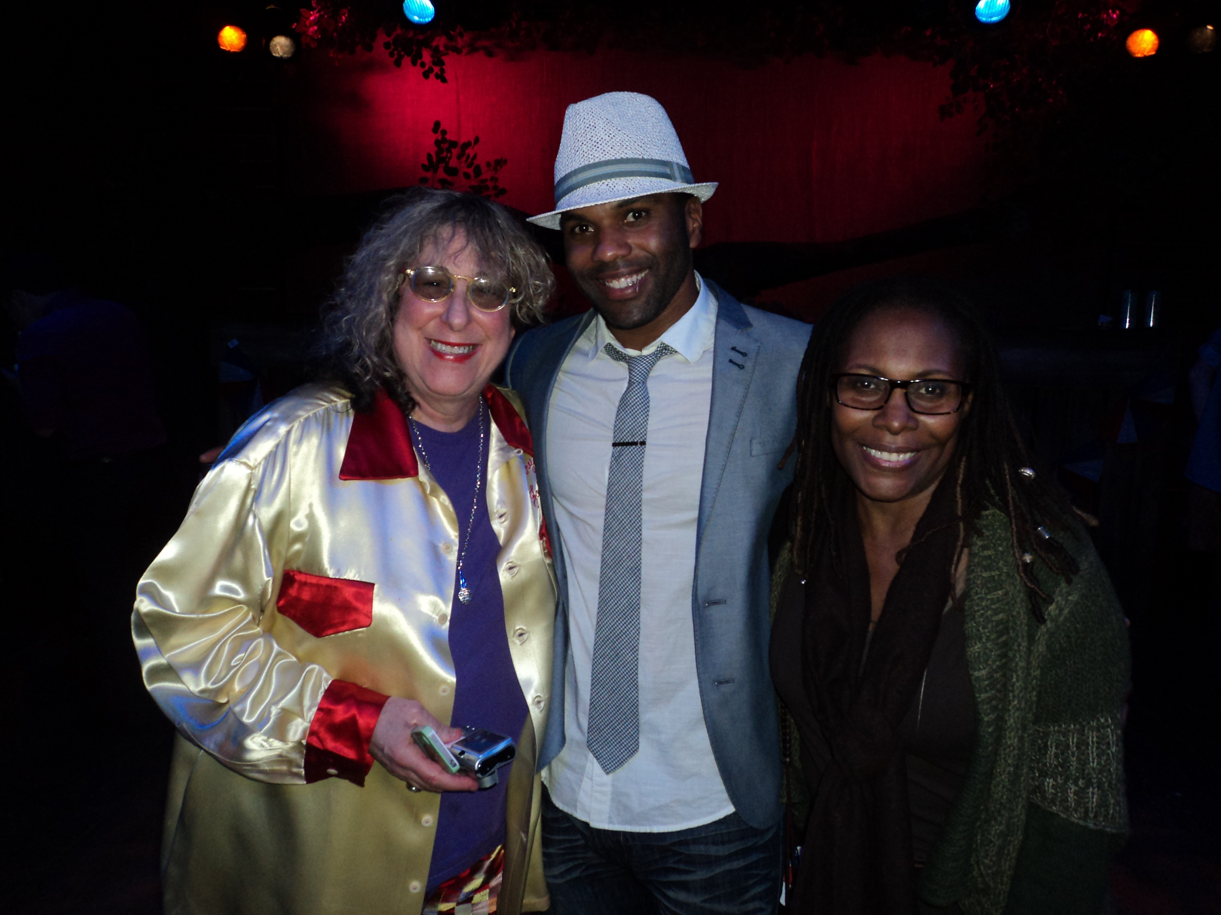 Caz Harleaux with Alle Willis (left) and Brenda Russell (right) at The Color Purple wrap party. Celebration Theatre, Los Angeles, CA