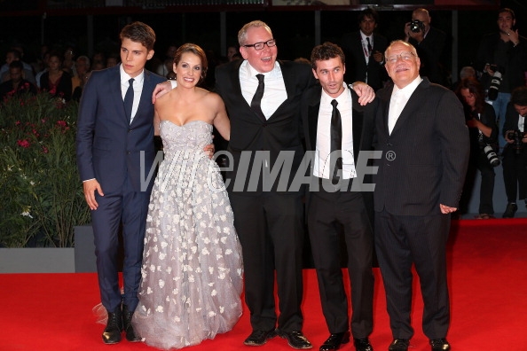 Actors Nolan Gerard Funk, Tenille Houston, screenwriter Bret Easton Ellis, actor James Deen and director Paul Schrader attend 'The Canyons' Premiere during The 70th Venice International Film Festival at Palazzo Del Cinema