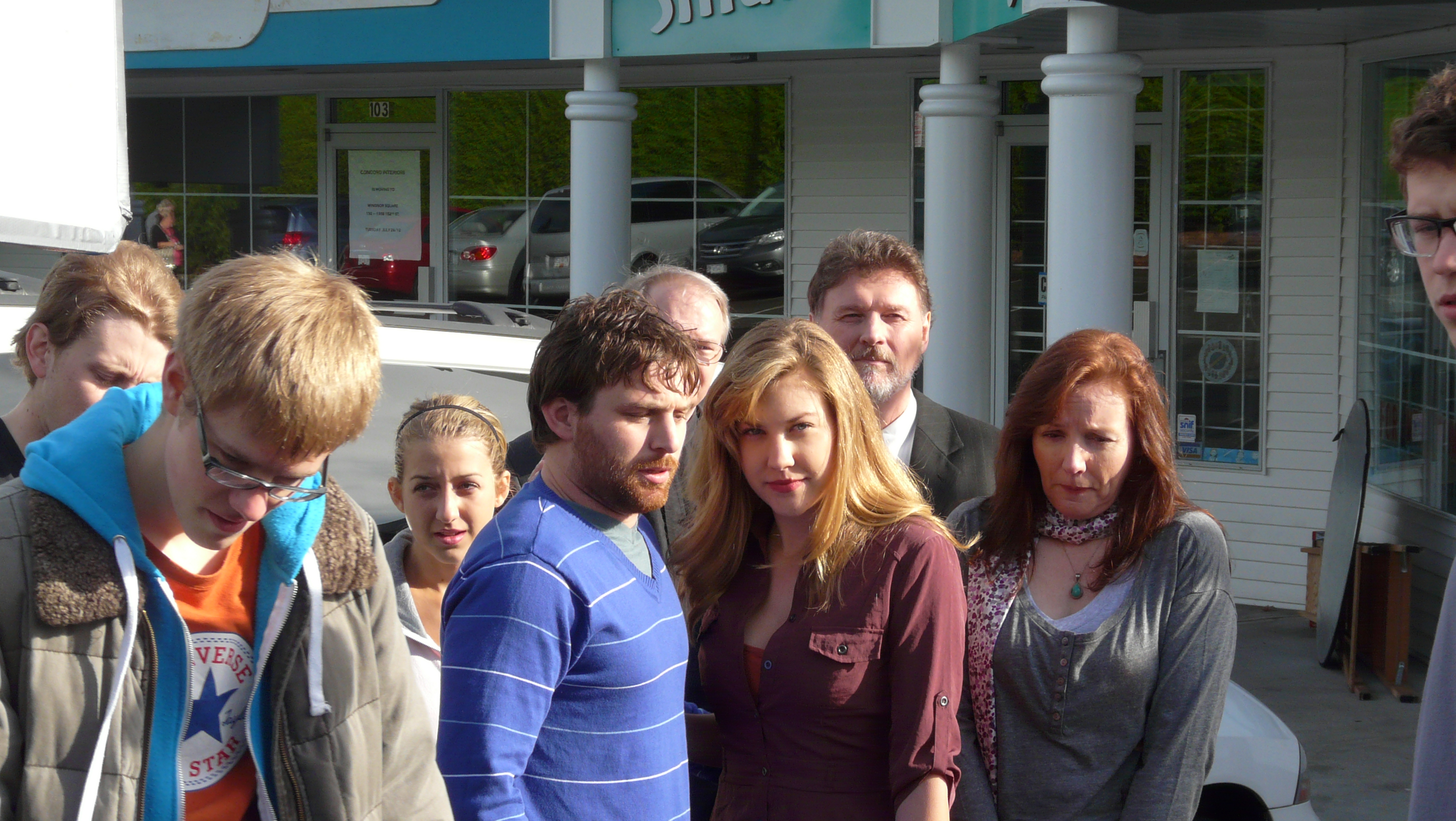 Conor Gomez as Andy (center) with director Quinn Spicker (left corner) and the rest of the talented cast of the comedy 'I Did It For Love'.