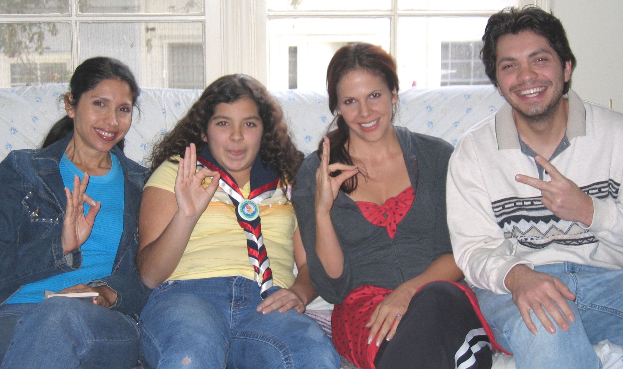 Alexa Gardner, Esteban Pena, Tasha Dixon and Susanna Velasquez on the set of 'And a Child Will Lead Them' Directed by Michael Booth