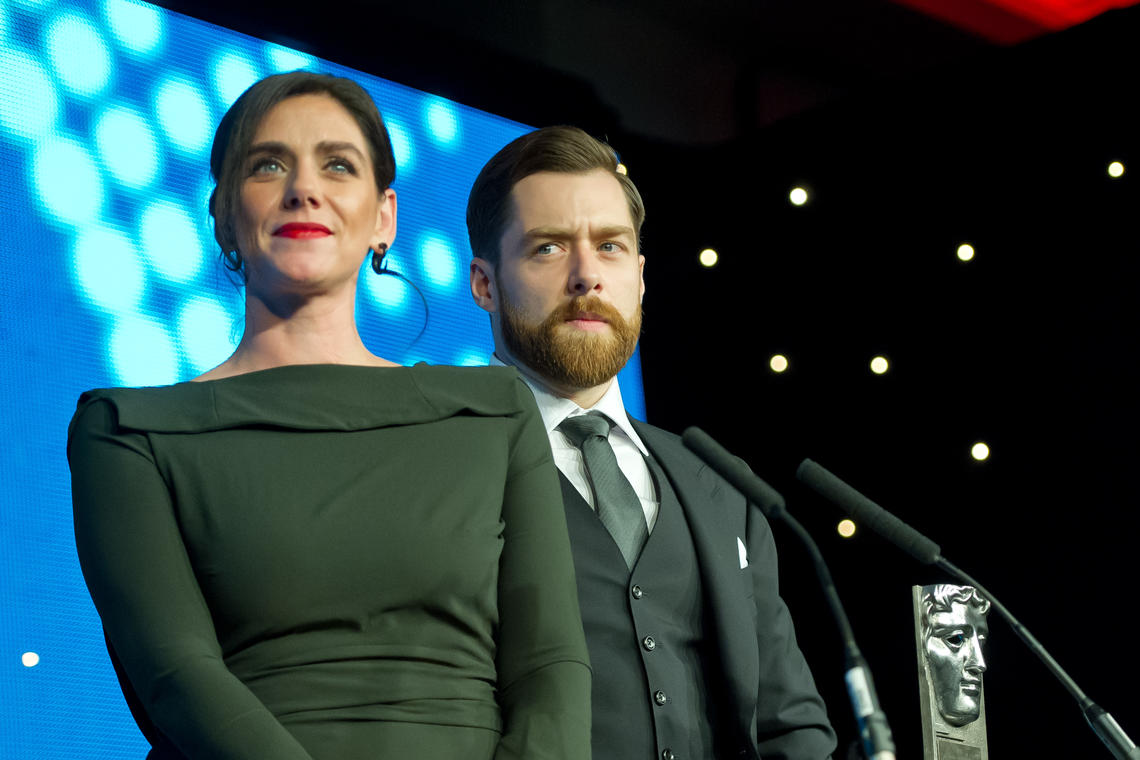 Neve McIntosh and Richard Rankin presenting award for Best Director at BAFTA Scotland Awards - 15 November 2015.