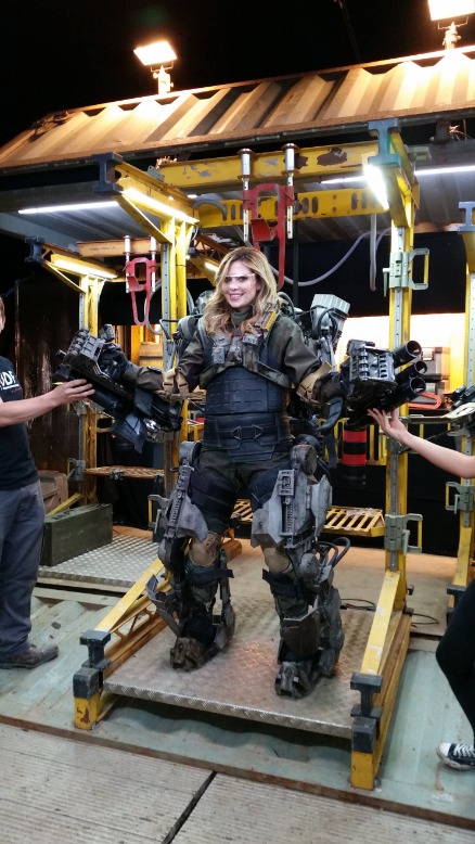 Carly Steel on the set of Edge of Tomorrow press day