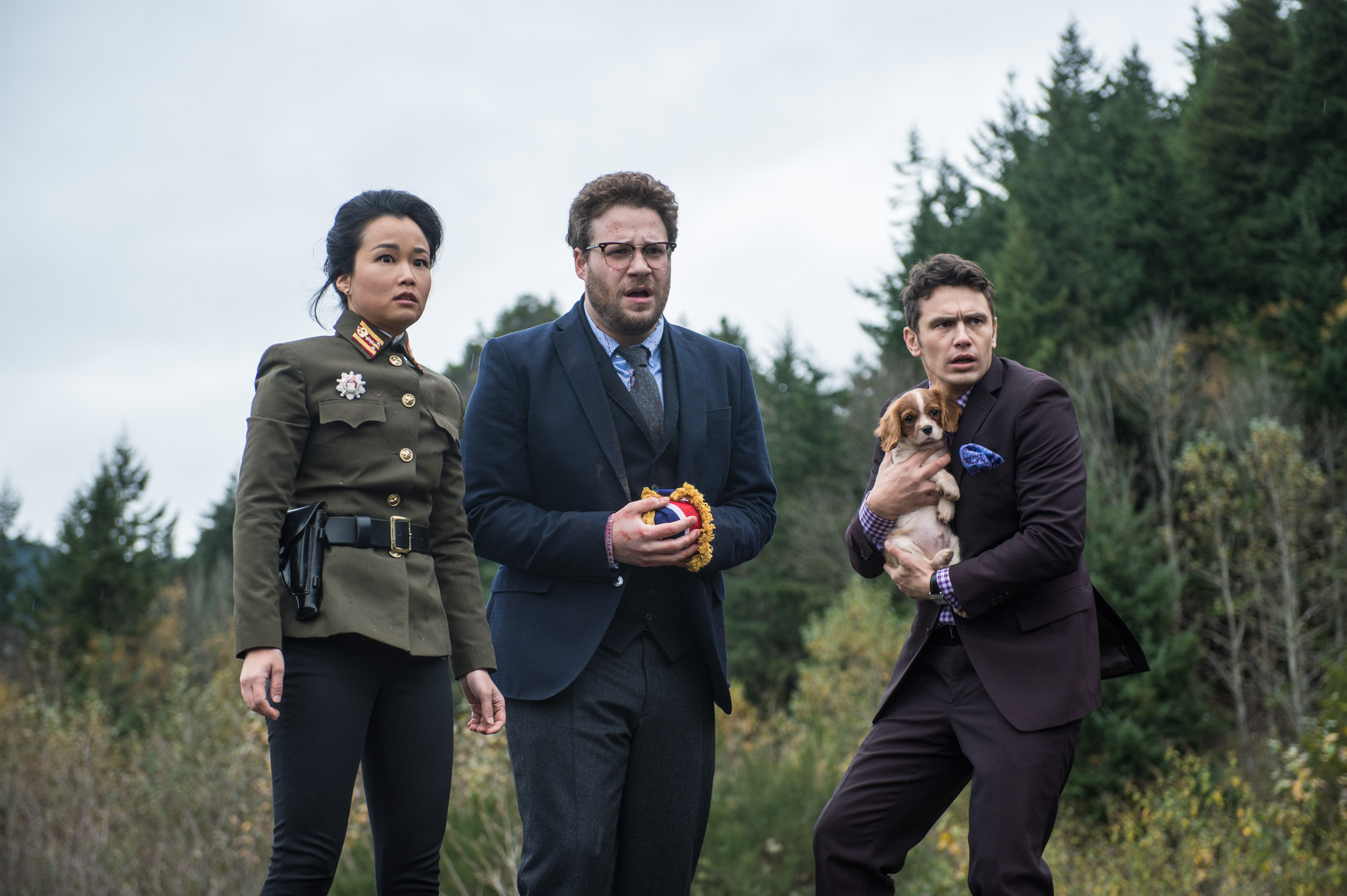 Still of James Franco, Seth Rogen and Diana Bang in Interviu su diktatoriumi (2014)