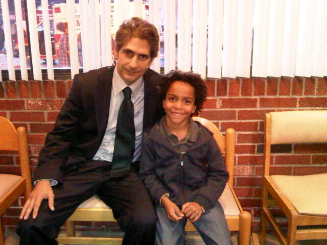 Michael Imperioli and Terrell Ransom Jr on the set of Detroit 1-8-7