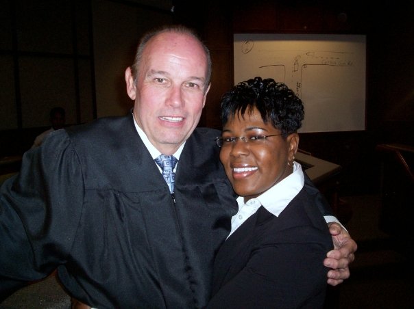 Larry Dotson as Judge Grayson and Kimberly as Attorney Roberts in 