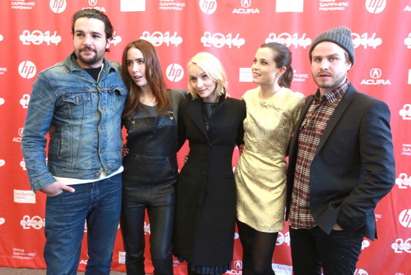 Christopher Abbott, Stephanie Ellis, Mona Fastvold, Gitte Witt and Brady Corbet at The Sleepwalker premiere, Sundance