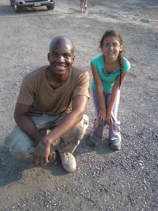 Yasmine and Leonard Roberts on the set of Red Sands