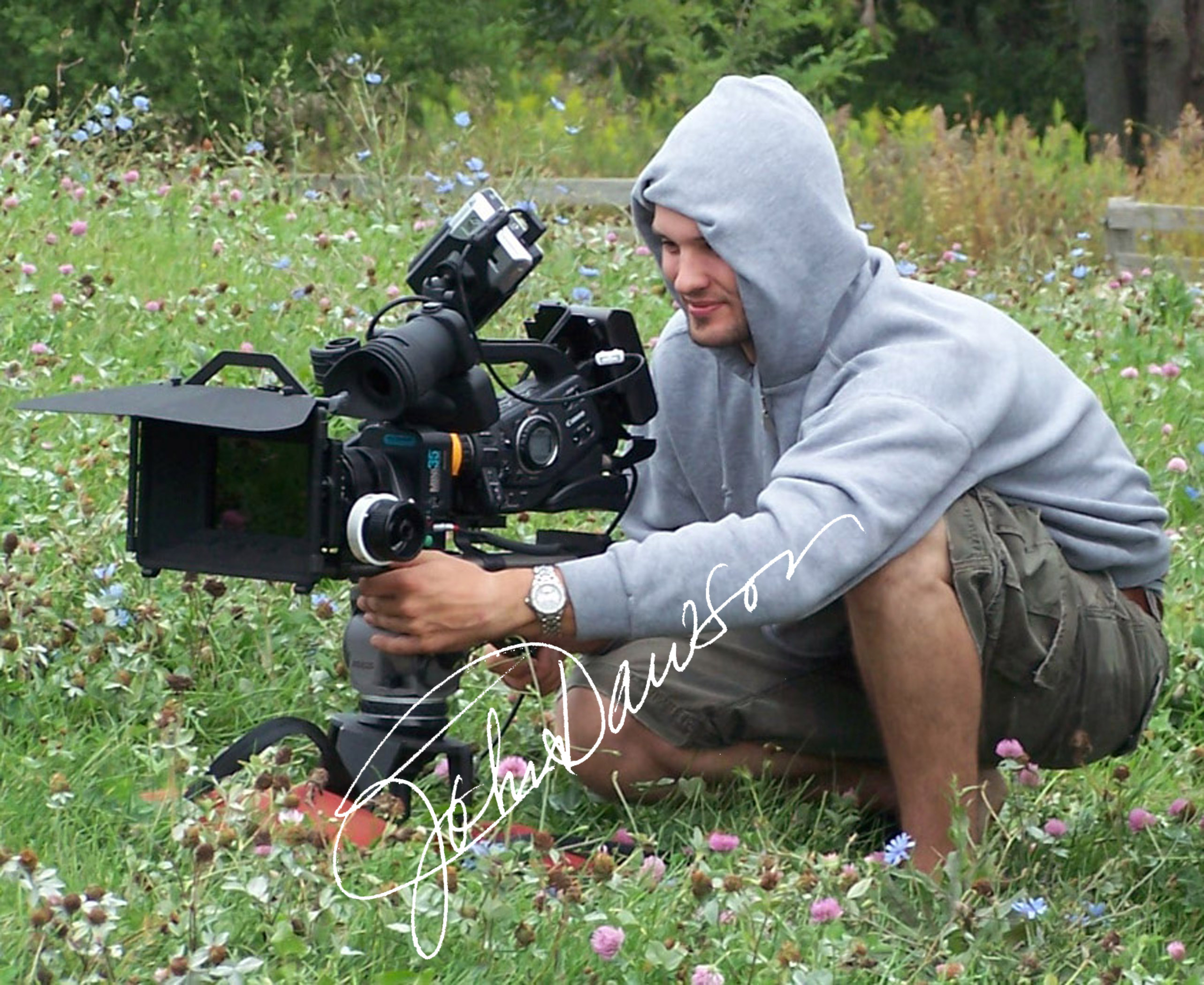 Cinematographer Shawn Grace on set 