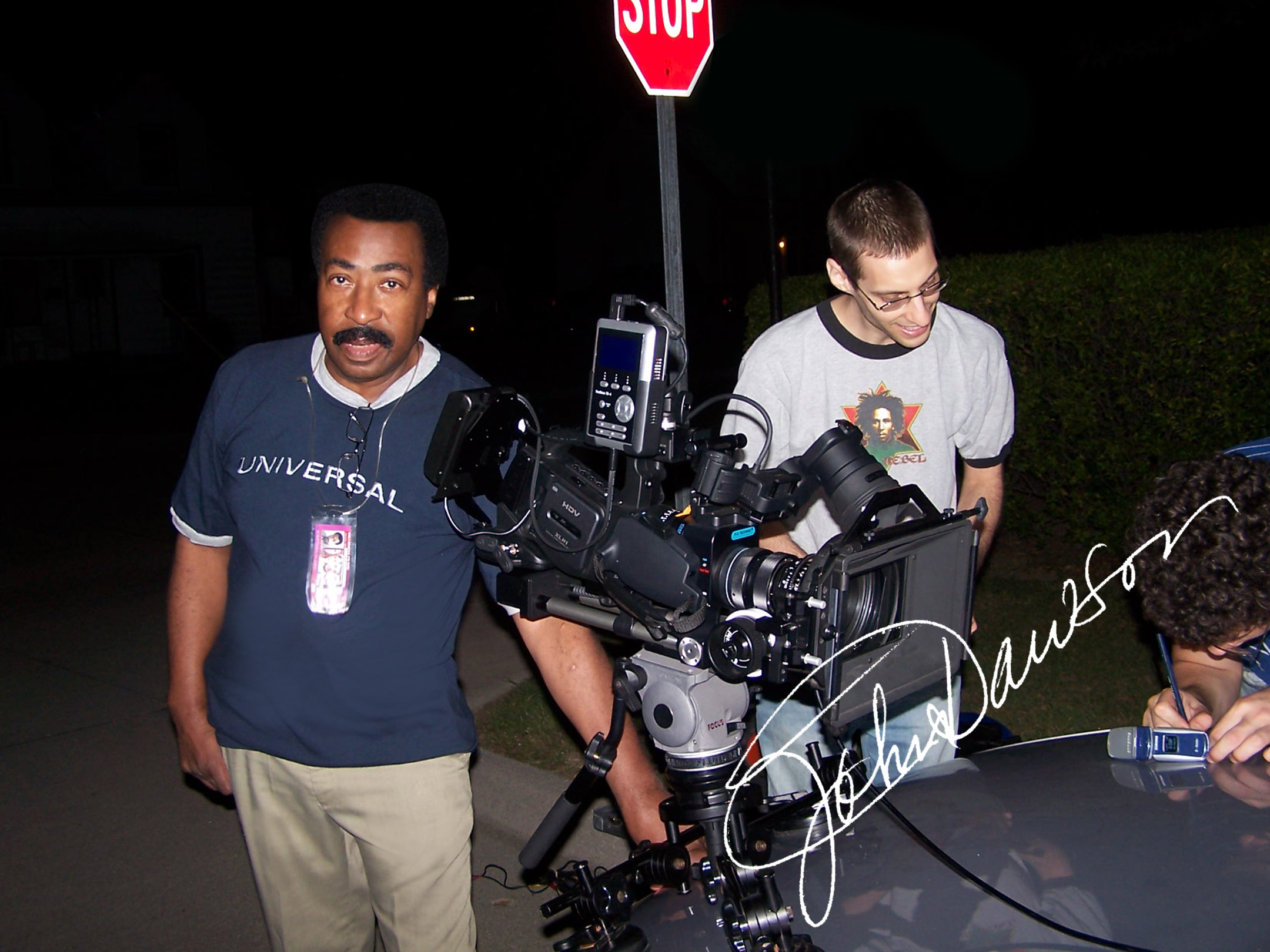 Night scene on location in the making of the movie 