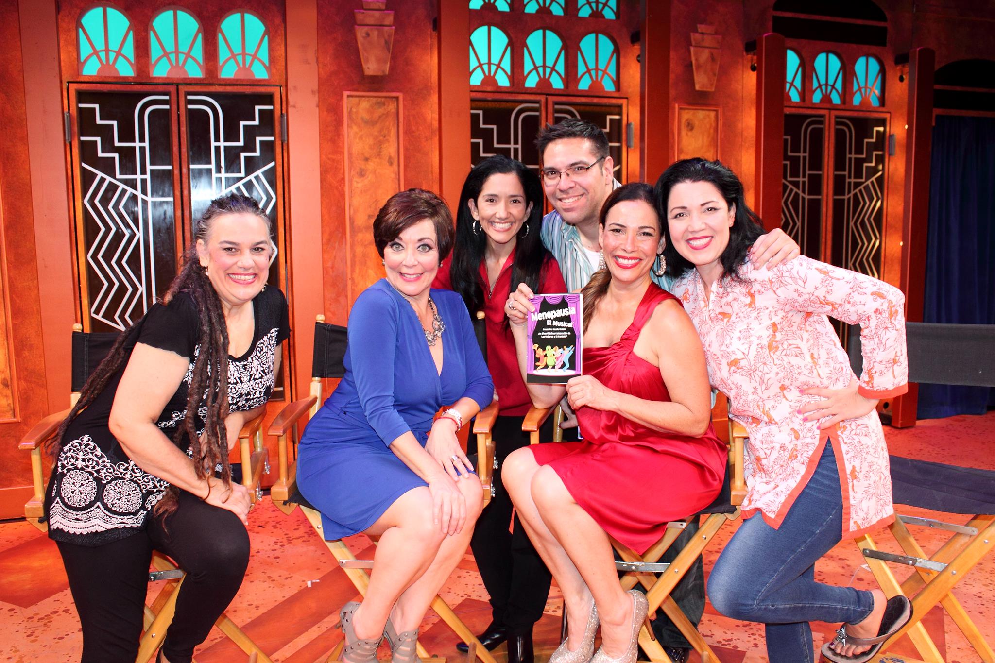 with the Cast of Menopausia el Musical at the Ricardo Montalbán Theatre. 2013 Being Interview by Kelly and Aaron show.