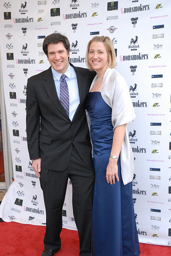 Noah Potter and wife Ardelle at a red carpet screening of 6 Nonsmokers