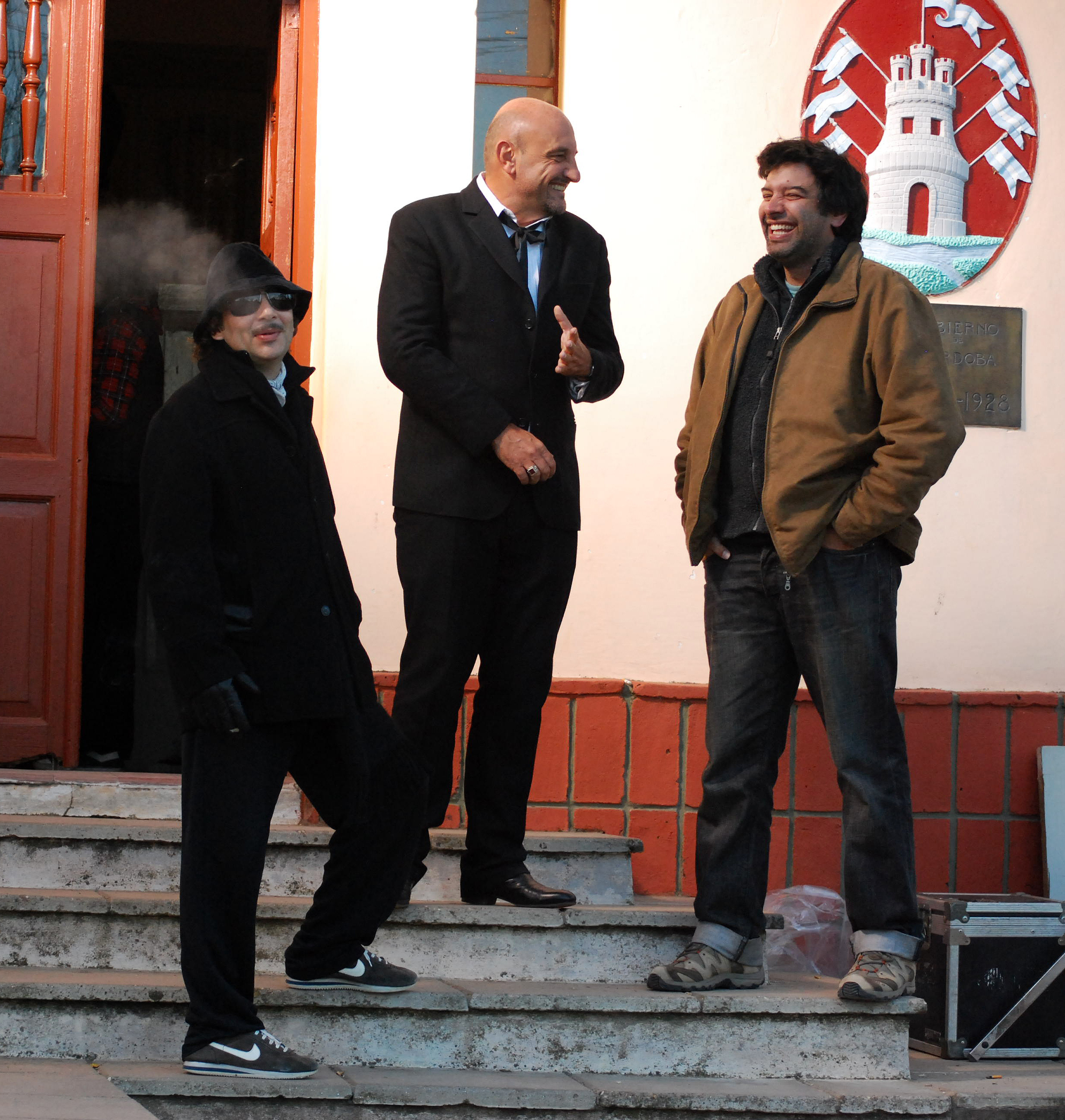 Sergio Teubal, Gabriel Goity And Fabian Vena at a stop in the shoot of El Dedo