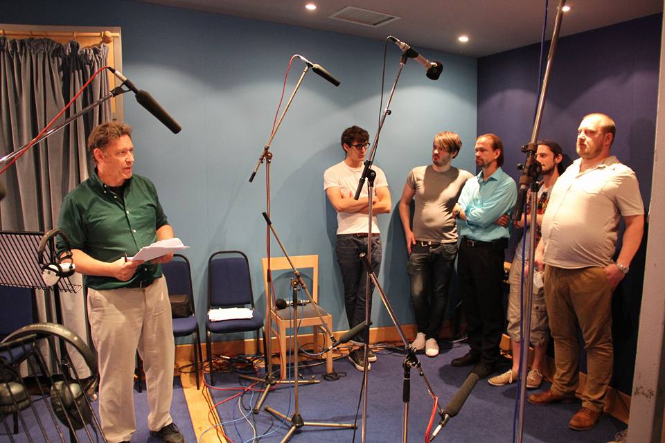 Rich Swingle (third from right) performing for The Dragon and the Raven. John Fornof (Adventures in Odyssey, In Freedom's Cause) wrote and directed. Performing with Hugo Docking, Theo Maggs, Tom Maggs, Peter Moreton.