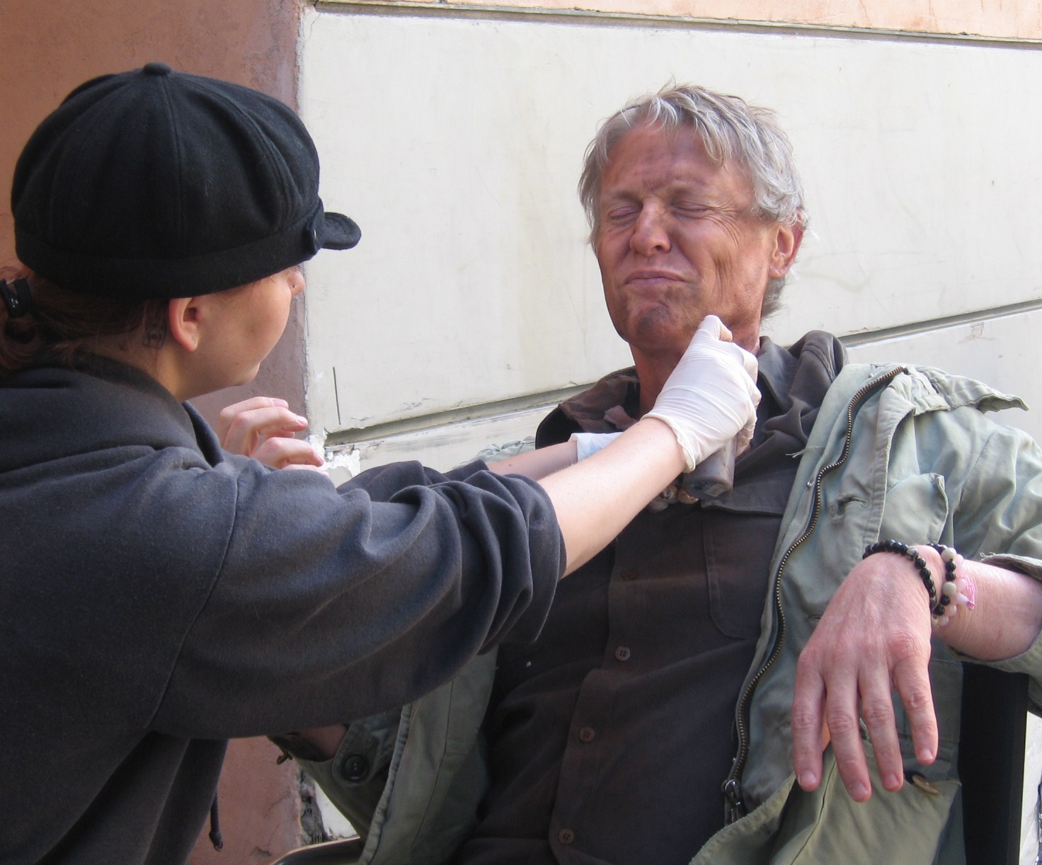 Being done up on the set of Shoes Maketh the Man By Julie Hapney