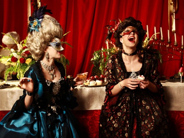 Jean Louise O'Sullivan playing Marie Antoinette with Lillian Solange Beaudoin as the Duchesse de Polignac.
