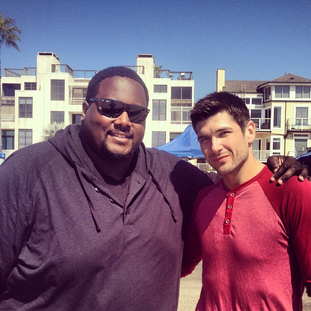 Quinton Aaron came to visit me on the set of NCIS LA.