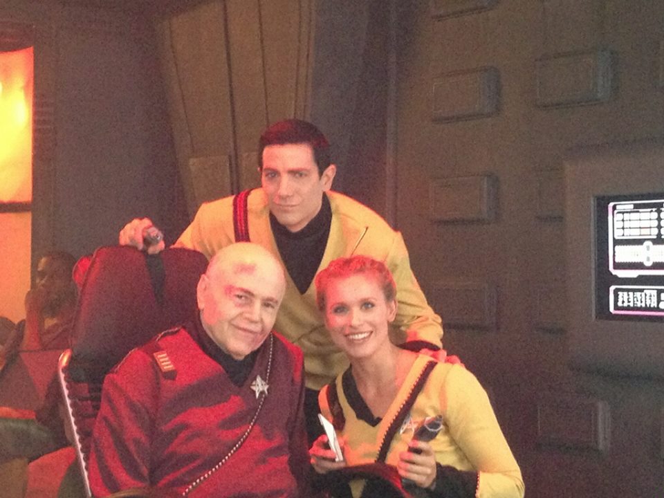 Ryan T. Husk as a Starfleet Security Officer, with Walter Koenig and Tara Paige, during the filming of Star Trek: Renegades.