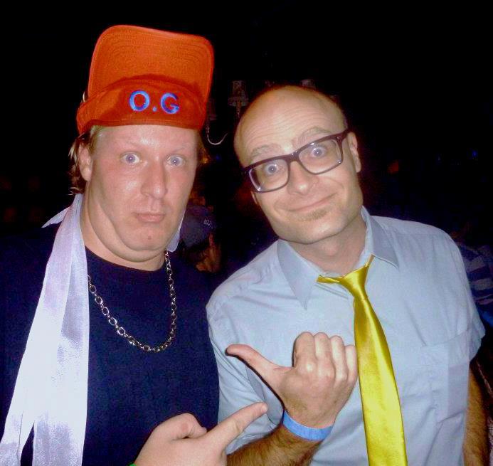 As MC Chalkskin, with MC Frontalot (Damian Hess).