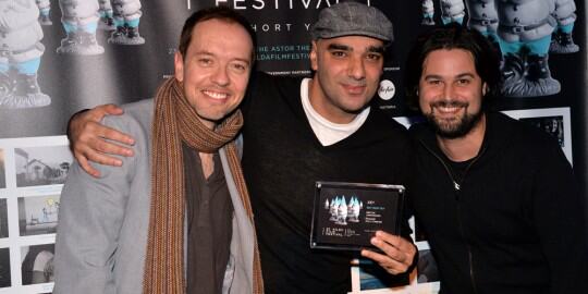 St Kilda Film Festival Awards. With director John Evagora (center) and editor Daniel Azdag (2013)