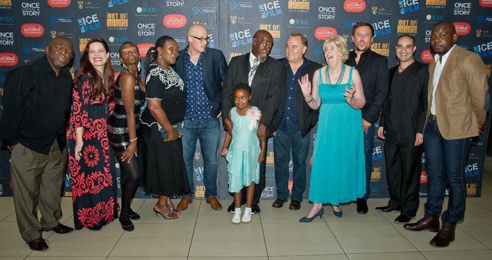 Henk Pretorius with producers and stars at the Johannesburg Premier of Fanie Fourie's Lobola