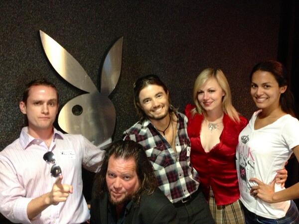 8/26/13 Playboy Radio Interview for Truth or Dare. Pictured w/ Jessica Cameron, Jonathan Higgins, Joshua Friedman, and '13PMOY Raquel Pomplon.