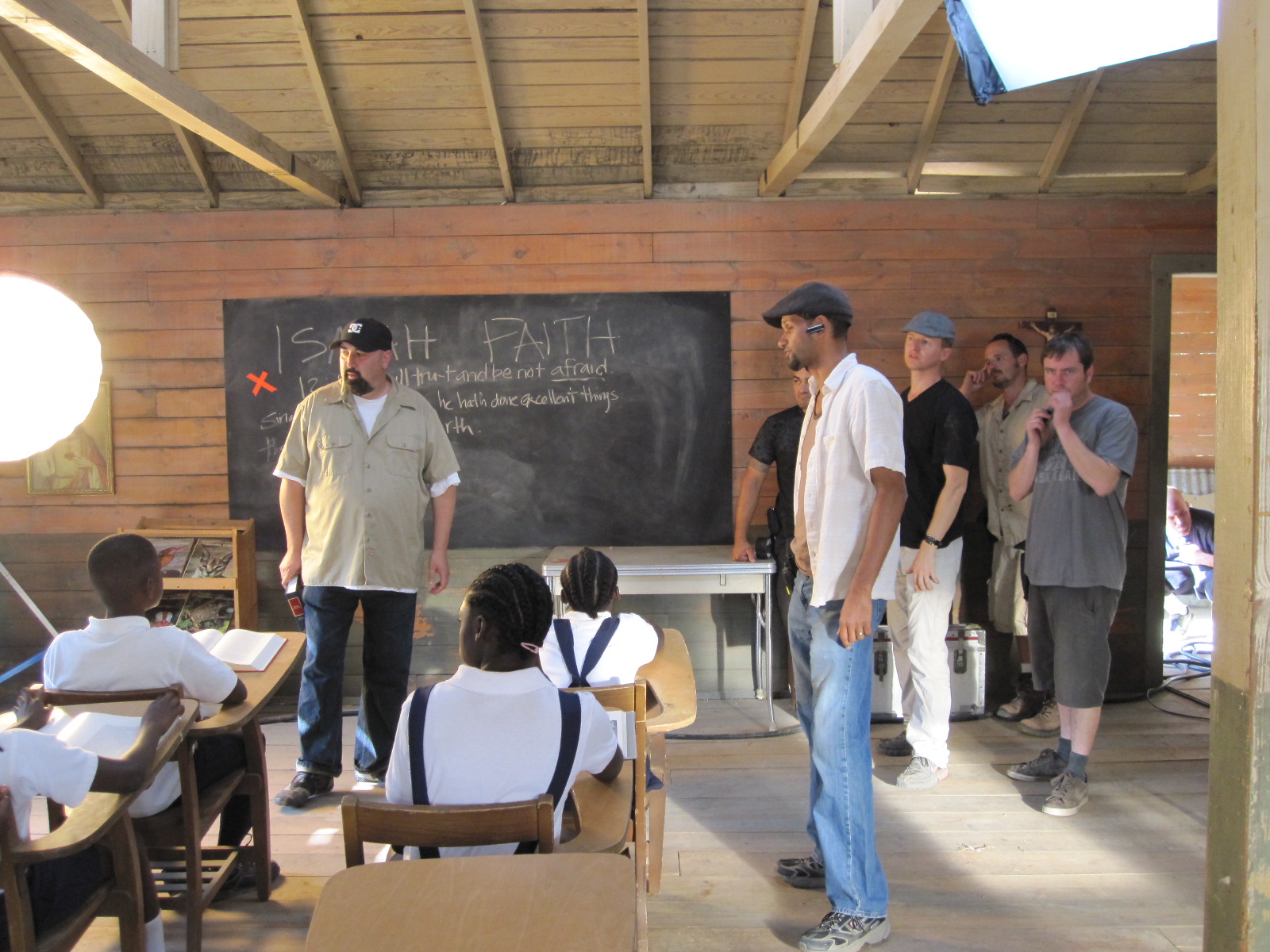 On the set of Faith & Dreams with director Will Raee (left), Brian Bullock (right).