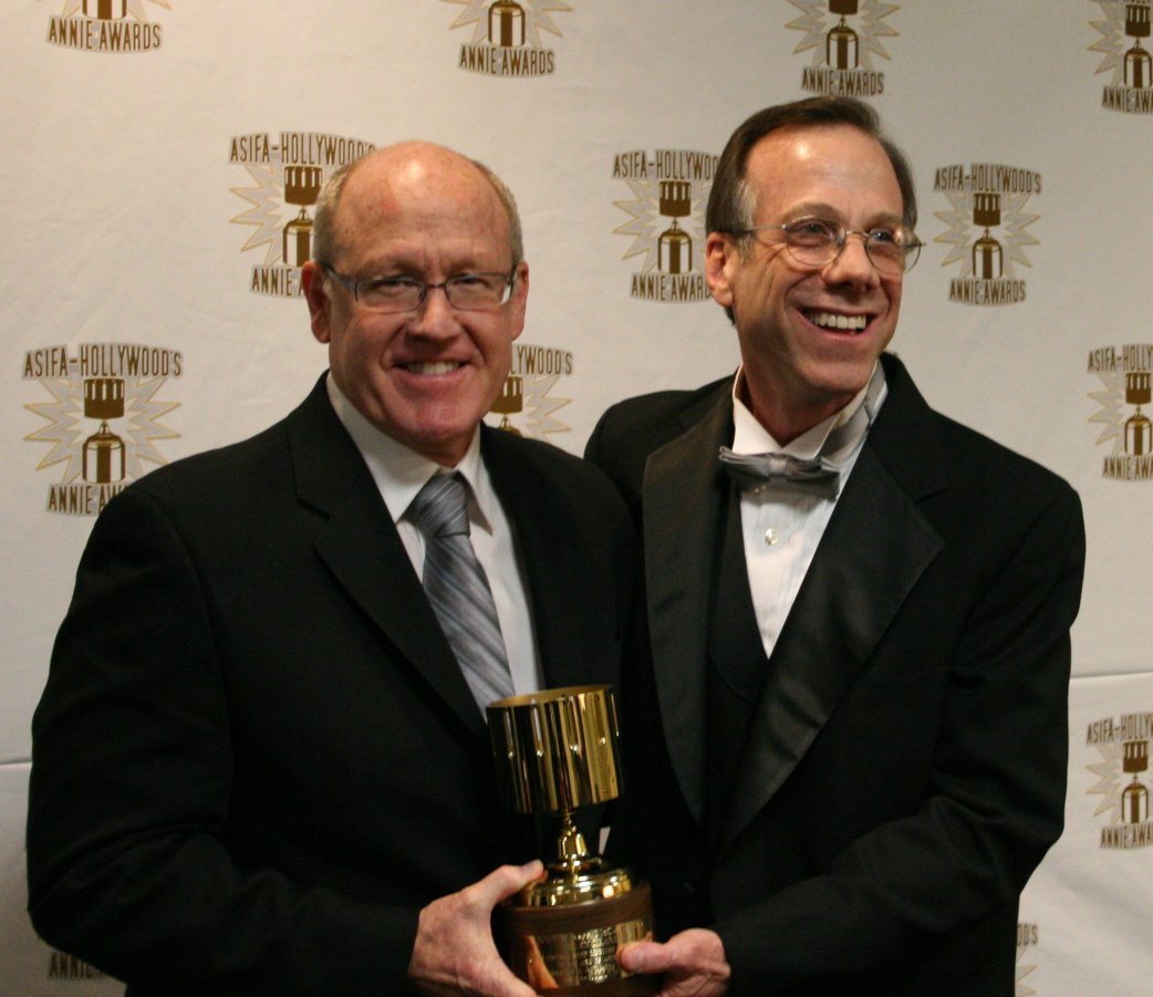 Glen Keane accepts his Winsor McCay award from Frank Gladstone