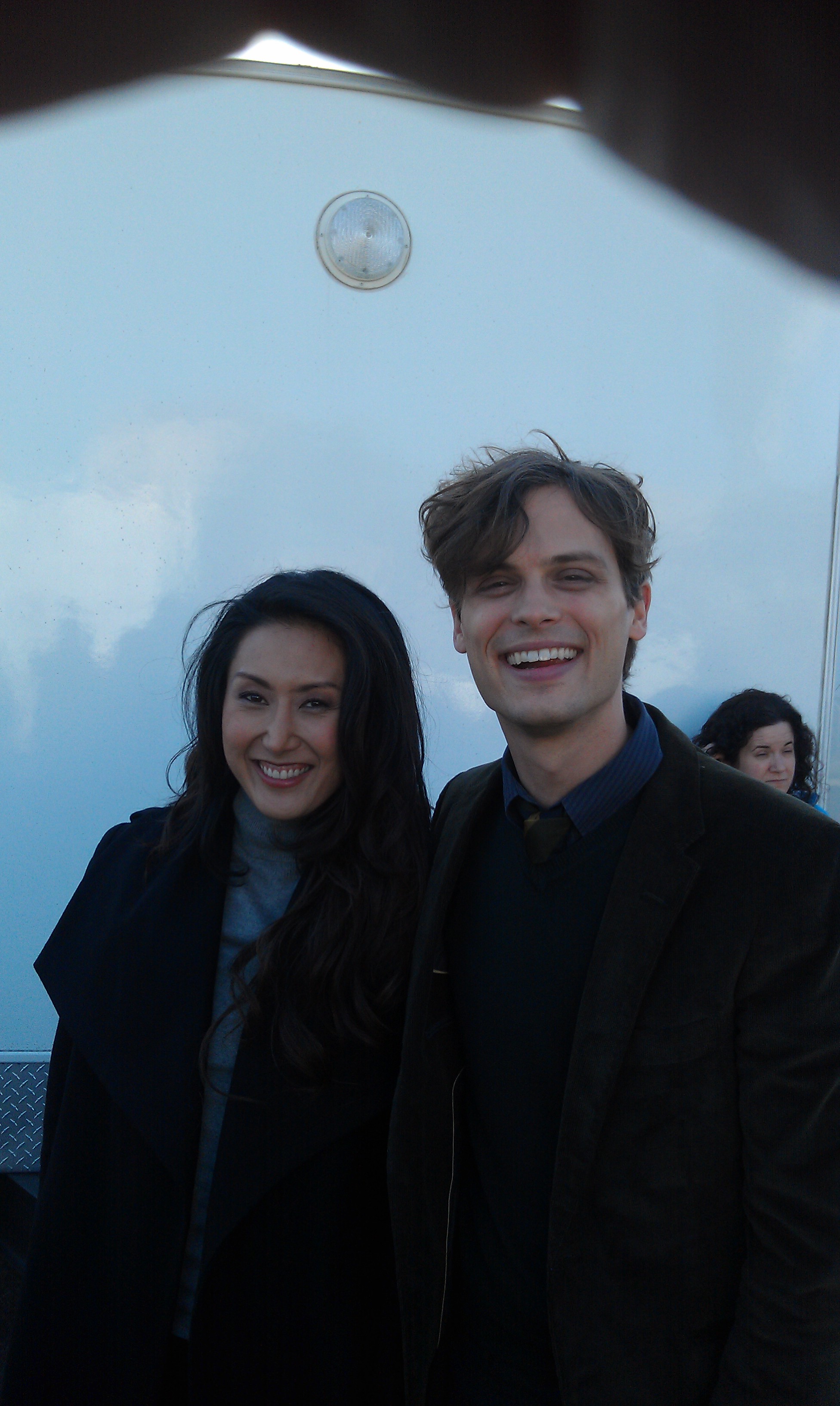 Criminal Minds shoot. November 2011. With Matthew Gray Gubler.