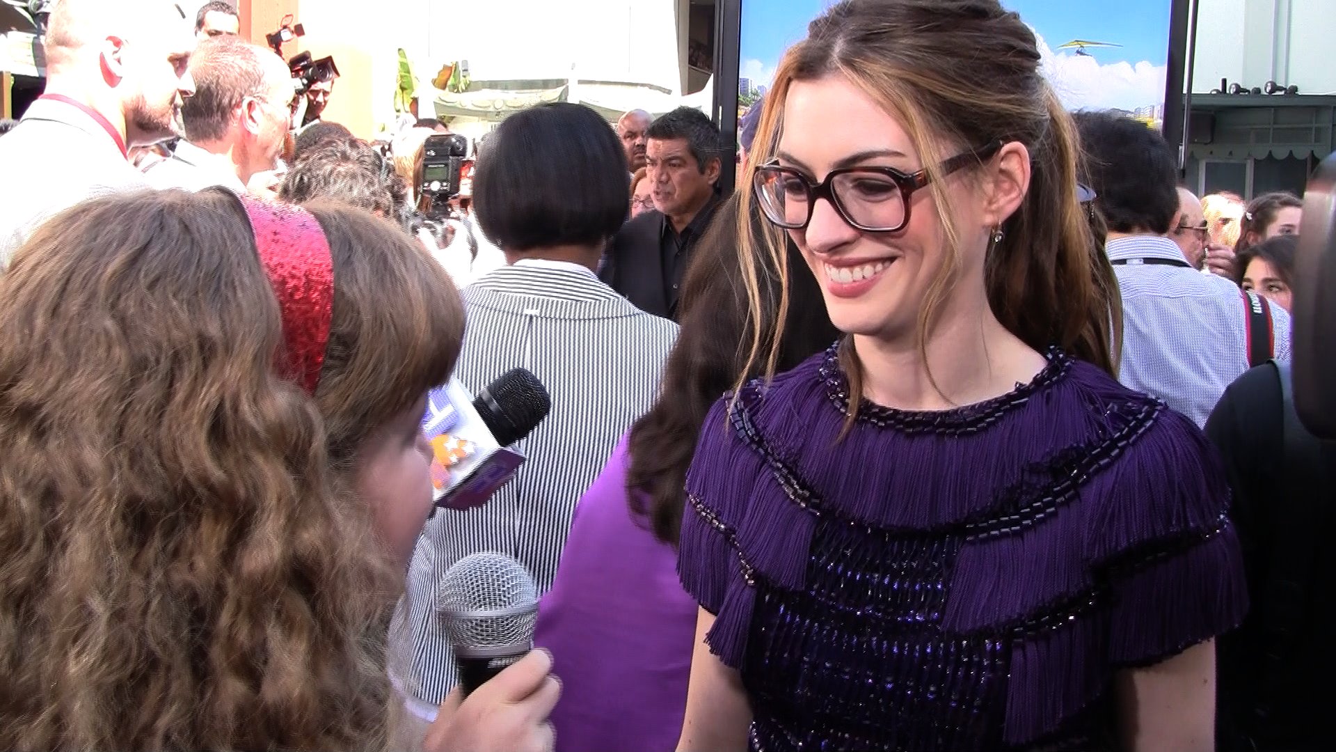 Piper Reese interviewing Anne Hathaway