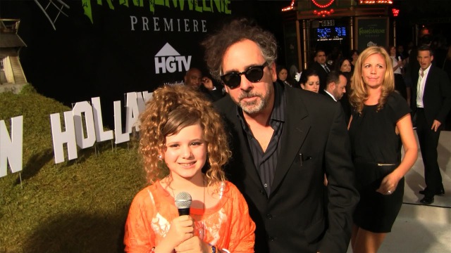 Piper Reese and Tim Burton at the world premiere for Frankenweenie