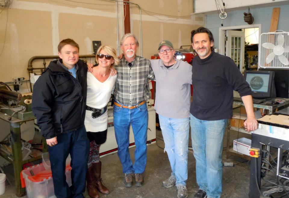 One half of the creators of GRIMM visit the shop back in 2011. (l-r) Dillon Kouf, Lynn Kouf, Jim Kouf, Tim Oakley, Rick Gamez