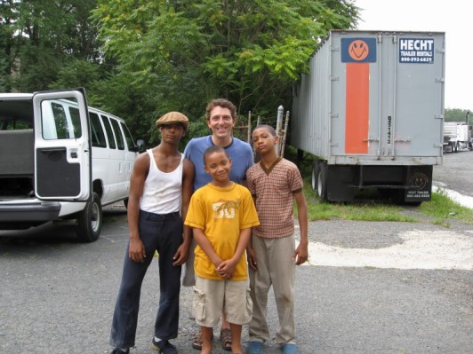 Gerold Robinson(far right)and his brother Germir Robinson(bottom) on set of Celebrity Ghost Stories with Director Seth Jarret(middle) and Isaiah Dorval(far left)