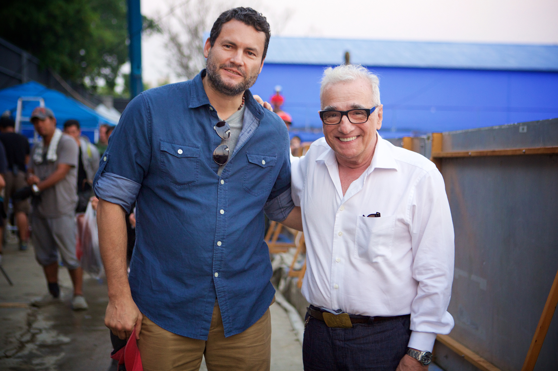 Gastón Pavlovich and Martin Scorsese on the set of Silence