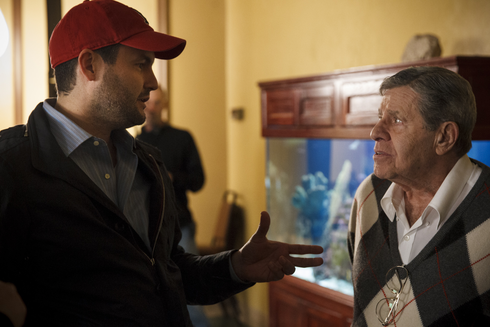 Gastón Pavlovich and Jerry Lewis on the set of Max Rose