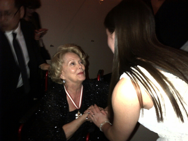 Shirley Douglas and I, meeting at the Actra Awards Toronto