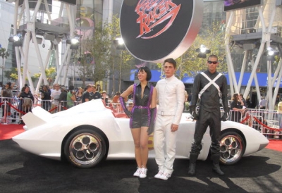 Sarah Hummert and Colton Haynes at the Speed Racer premiere in Los Angeles, CA.