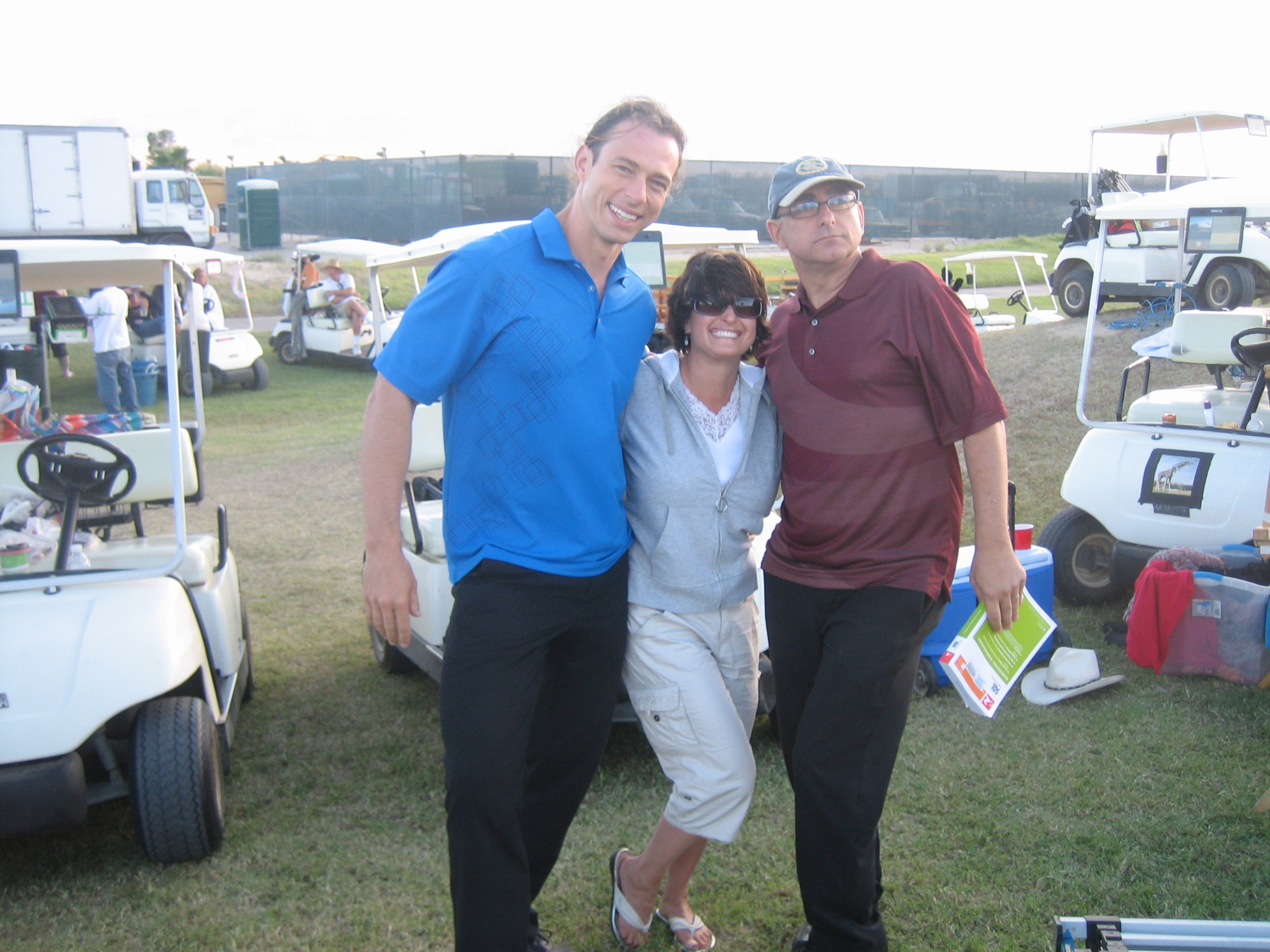 Christopher Showerman, Vida Maine and Dean Cameron on the set of Hole in One: American Pie Plays Golf